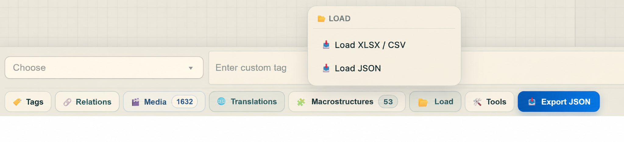 English Load menu in Annotation